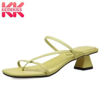

KemeKiss Size 32-42 New Women Sandals Pu Leather Shine Women Summer Shoes Thick High Fashion Woman Sandals Party Footwear