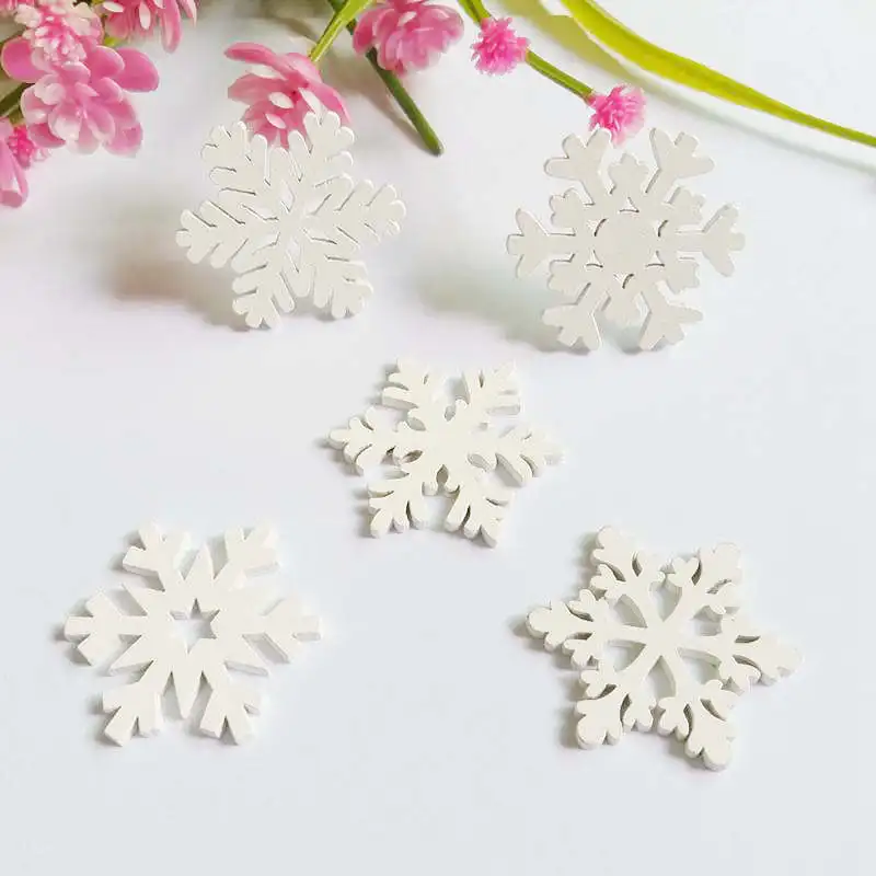 

30pcs Natural Wood Buttons 35mm mix bulk cute Christmas snowflake/decoration/Craft/Scrapbooking supplies Accessorie