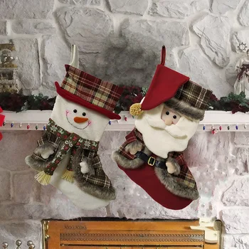 

2 Pcs Classic Christmas Stockings Santa Snowman Xmas Decor Party Favor for Christmas Party Decorations