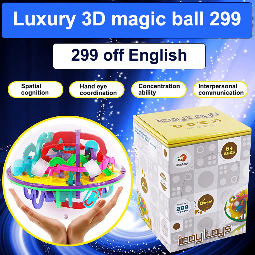 3D Puzzle Ball Interactive Maze Game with 299 Challenging Best Gift tricky toys joke gifts magic grow capsule | Игрушки и хобби