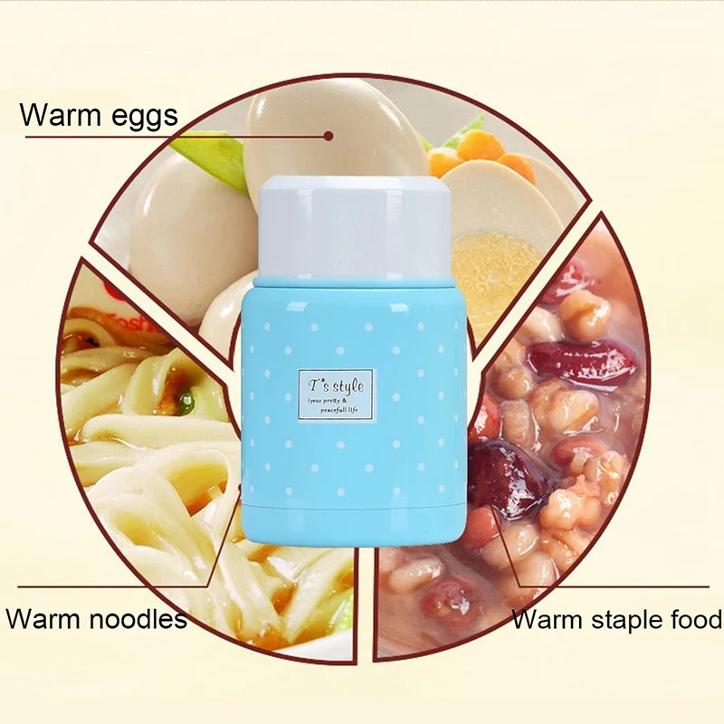 Food Jar Thermos and Folding Spoon Thermal Lunch Box Children Termos Colorful Soup Jar Portable Bag For Food With Container
