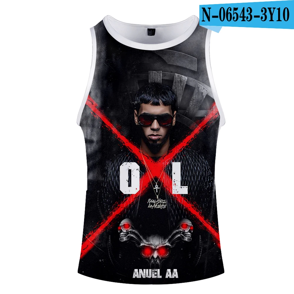 ONE Anuel AA, майка, 3D, настоящая, Hasta La Muerte, жилет для мужчин, большой размер, спортивная майка, модная, Harajuku, хип-хоп, без рукавов, одежда для мужчин - Цвет: ONE