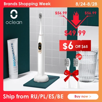 

Global Version Oclean X Sonic Electric Toothbrush Color LCD Touch Screen IPX7 4 Brush Modes Fast Charge 30 days Tooth Brush