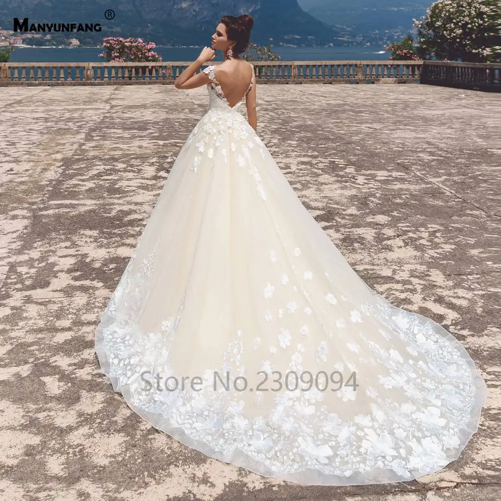 MANYUNFANG, высокое качество, кружевное свадебное платье с v-образным вырезом на спине, сексуальный дизайн, vestido novia, романтическое пляжное женское свадебное платье