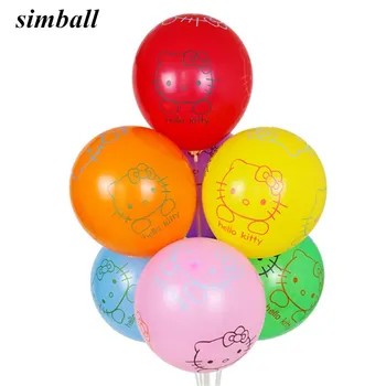 

10pcs 12Inch Prints Kitty Cat Latex Balloons Inflatable Cartoon Balloon Happy Birthday Party Decoration Air Ball Children's toys