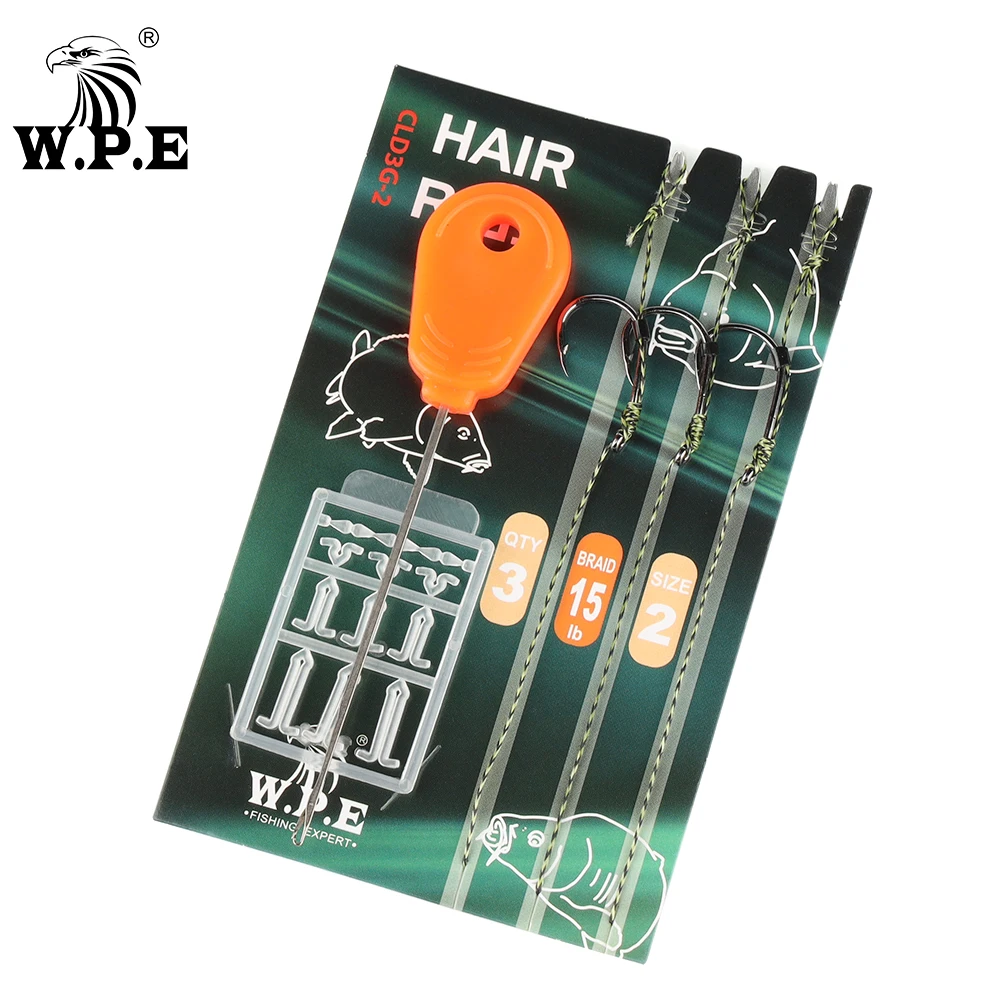 

W.P.E Boilie Telflon Carp Fishing Hook Carp Fishing 2#/4#/6# Hair Rigs Ready Made Baiting Needle Fishing tool Pesca 1pack