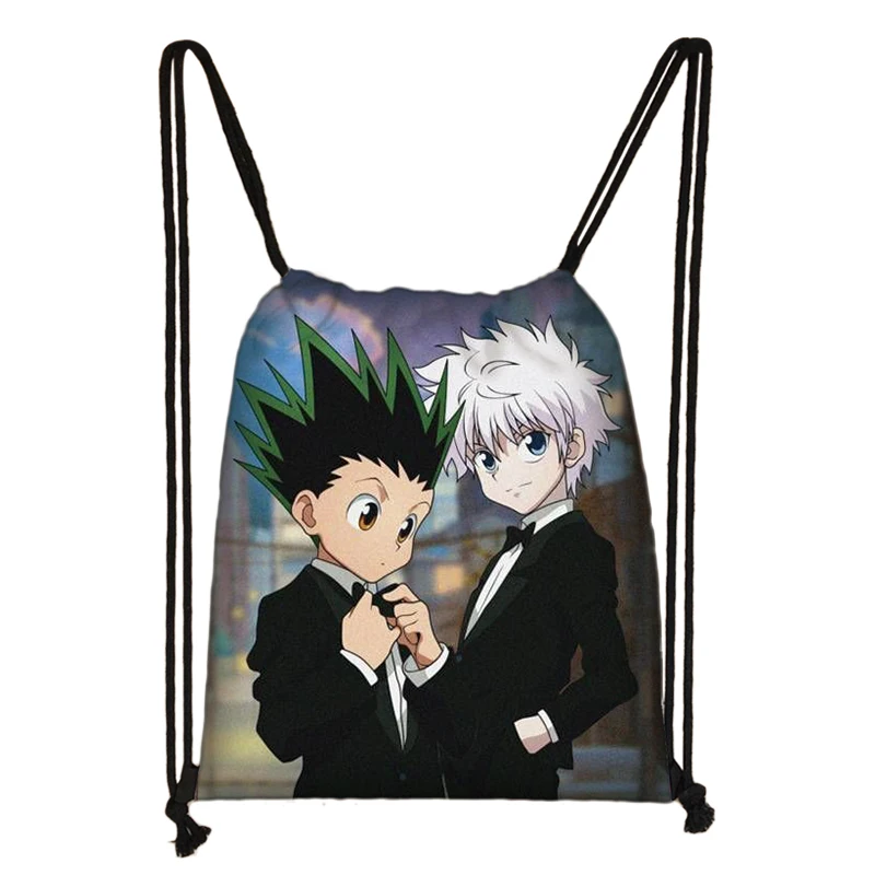 Anime HUNTERxHUNTER Backpack Hunter X Hunter Women Drawstring Bag HXH Killua Zoldyck Gon Freecss Chrollo Girl Storage Travel Bag stylish backpacks for teenage girl Stylish Backpacks