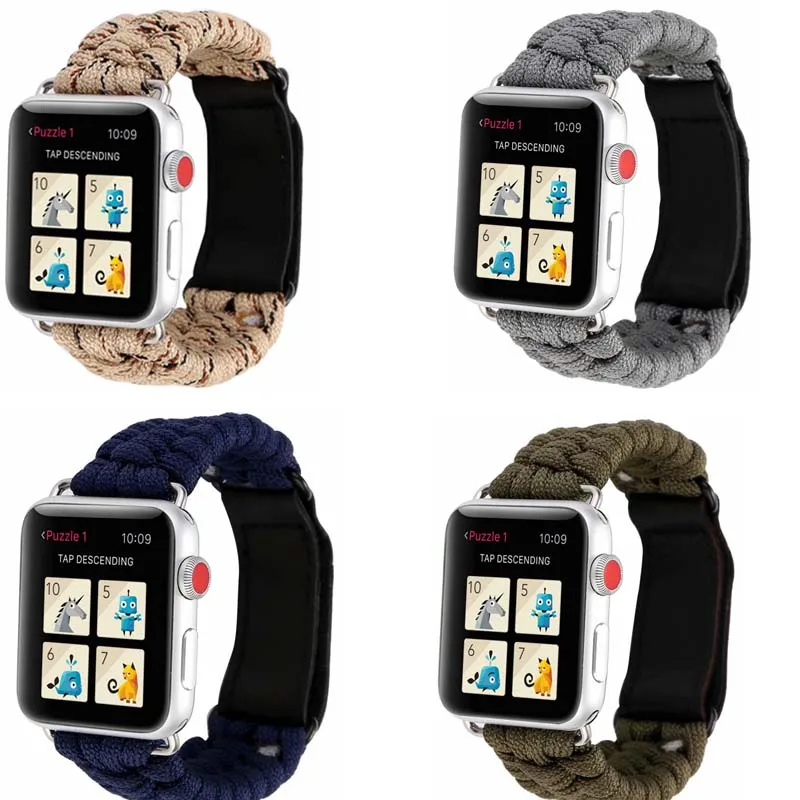 Браслет для выживания paracord для Apple Watch band 38 мм 42 мм 40 мм 44 мм нейлоновый веревочный ремешок для Apple Watch Band Series 4 3 2 1
