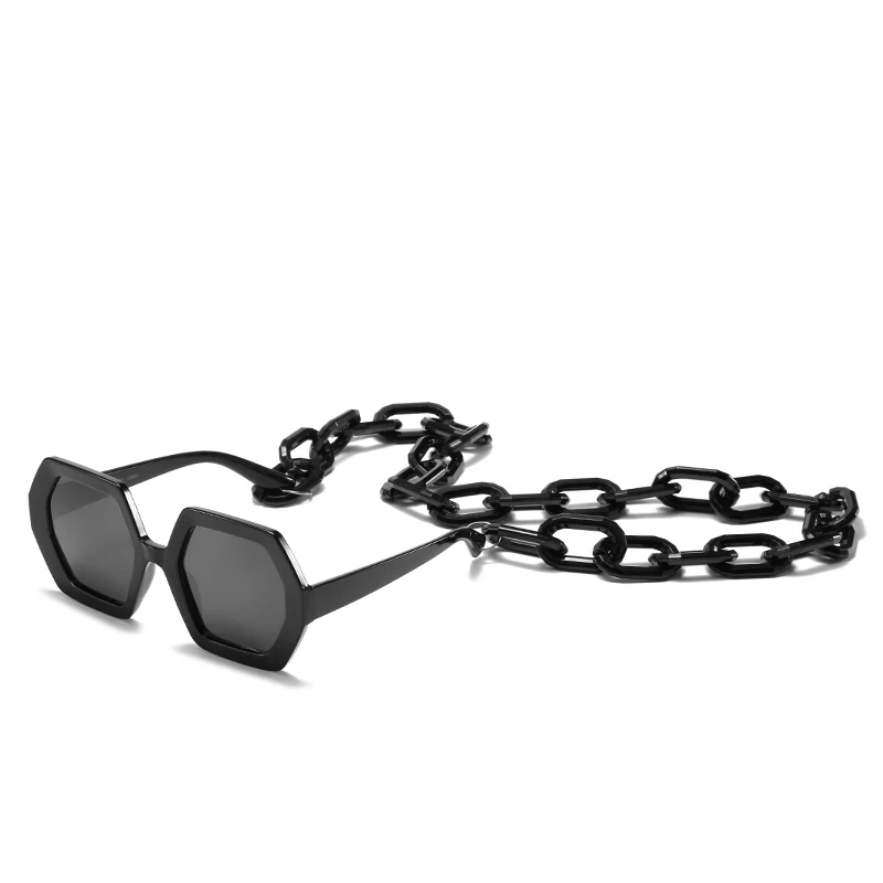 

D&T 2020 New Fashion Novel Style Chain Sunglasses Women Men Color Lens Frame Black Brand Designer Party Beach Sunglasses UV400