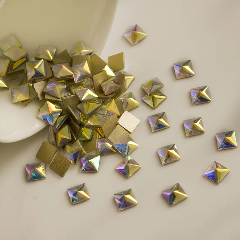 Супер яркий стеклянный страз квадратной формы 20 шт кристально прозрачный AB без