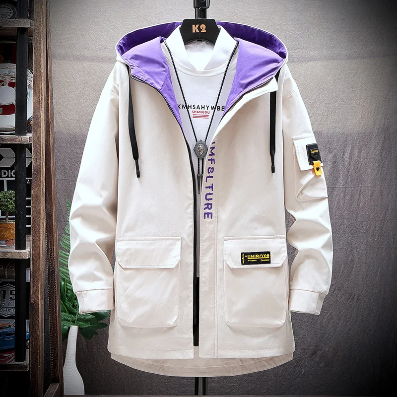 

2019 Autumn Hip Hop Jackets Men Windbreaker Patchwork Cargo Loose Casual Jacket Male Coats Zipper Tracksuit Streetwear