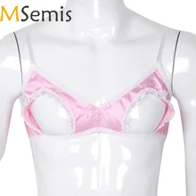 Мужской Топ с бюстгальтером, сексуальное экзотическое нижнее белье с открытой чашкой, атласное нижнее белье, открытые соски, бретельки, без косточек, мужской бюстгальтер