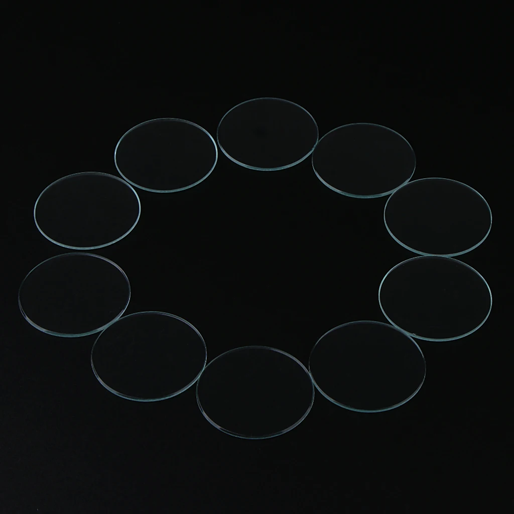 10pcs Replace 1mm Thick Flat Watch Crystal Mineral Glass 40.5-45mm Diameter