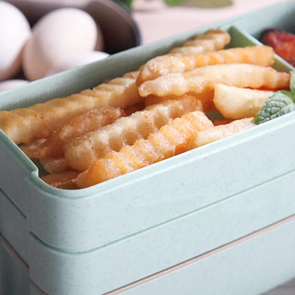 

Stainless Steel Lunch Box Wheat Straw with Lid School Picnics 900ml Pp Durable Office Travel Camping Bento Box