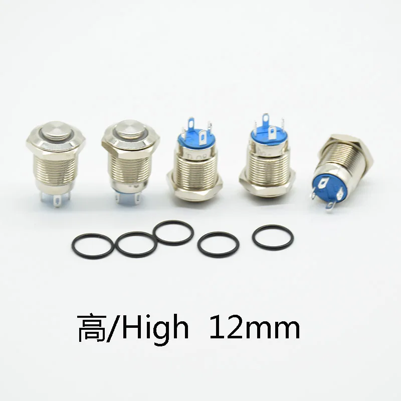 Металлический кнопочный переключатель 12 мм кольцо с высокой головкой 3 6 в В 24 220