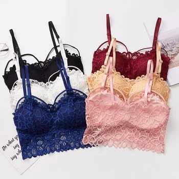 

Fashion New Comfortable Women Lace Tube Top Sexy Bra Wrap Top Beauty Back Cropped Top Sexy Lingerie Padded Underwear