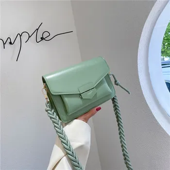 

2020 Net Red Hot Purple Hipster Bag Women's Woven Shoulder Strap Pu Square Sling Bag Girl's Shoulder Bag