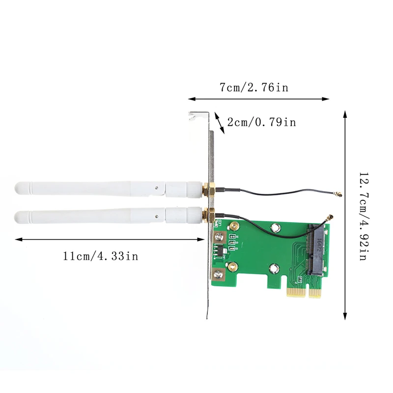 Wireless Wifi Network Card Mini PCI E To PCI E 1X Desktop Adapter 2 Antennas 4