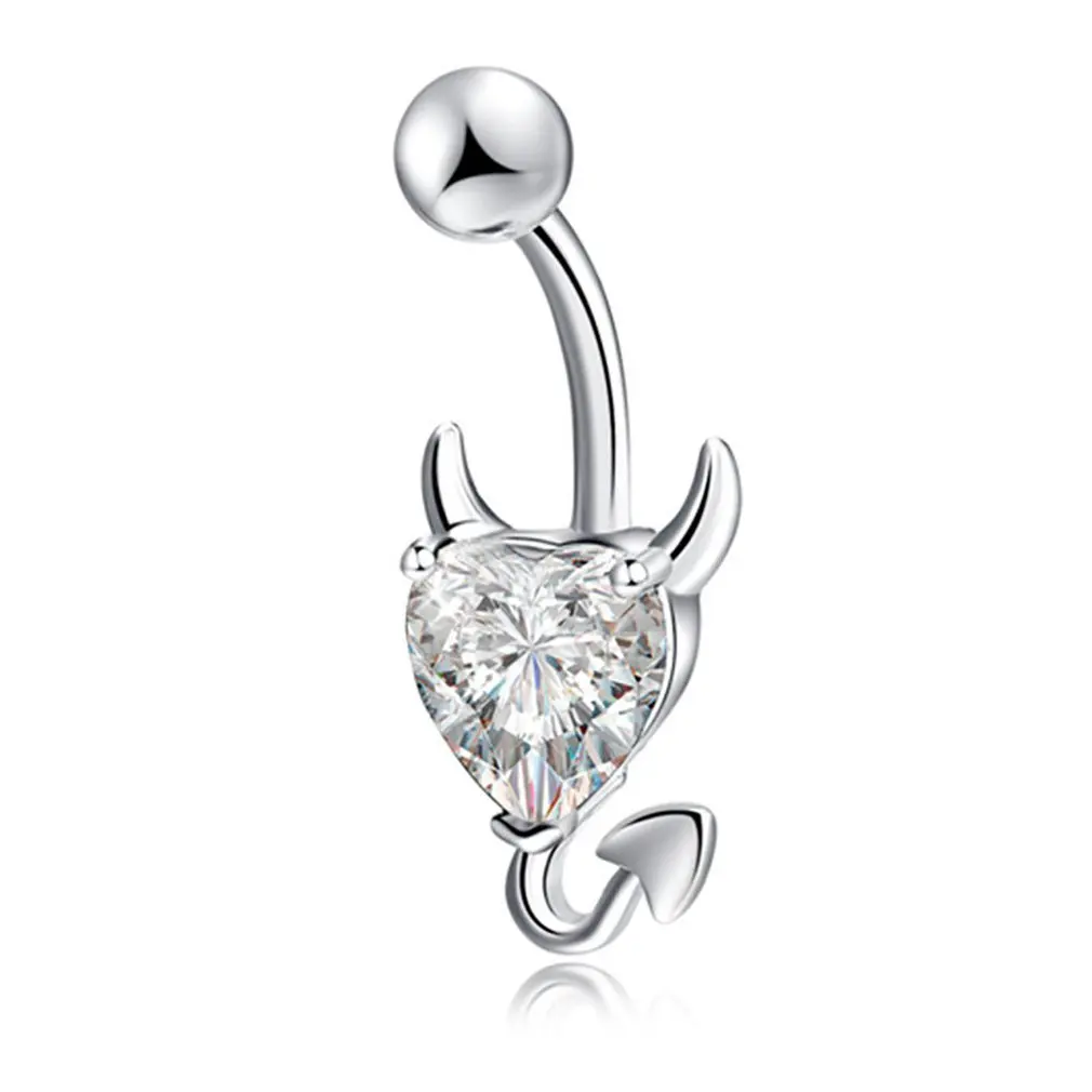 1 Дьявол Сердце Циркон пирсинг пупка хирургические пупка Кольца пирсинг-серьги для пупка Кнопка Кольцо для женщин ювелирные изделия мода пупка - Окраска металла: 1