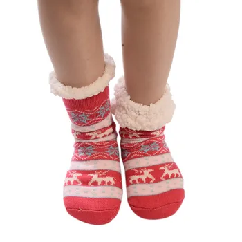

Christmas women's cotton socks Cute winter print socks thick non-slip slippers short socks for girls A823