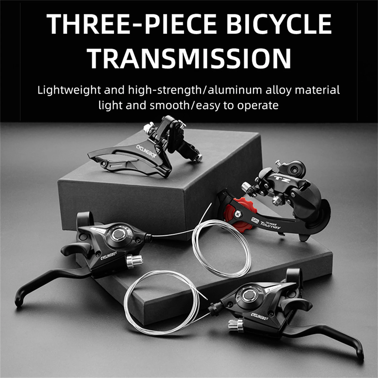 Bike Derailleur Bicycle Shift Lever Bicycle Derailleur Transmission Set With Shift Cable Bike Part One-Piece MTB Bike Front Rear Shifter Levers Brake Practical