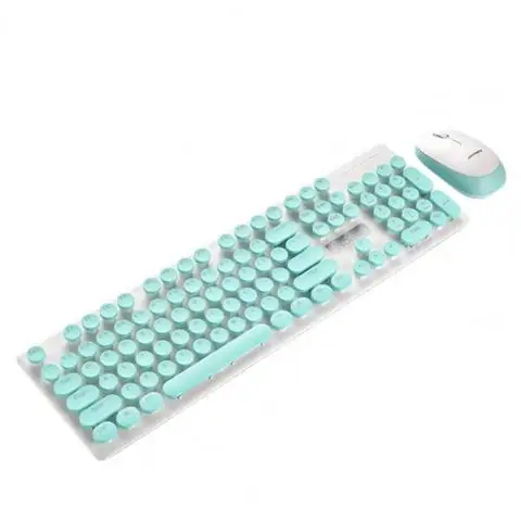 Keyboard Mouse Kit Wired Steampunk Vintage Gaming With Round Key Button Keyboard Mouse Set