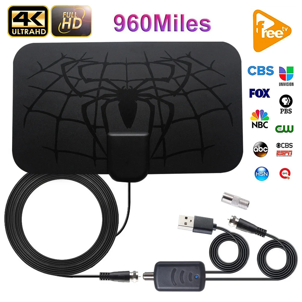 Внутренняя 960 миль цифровая антенна ТВ Усилитель сигнала DVB-T2 HDTV ясная