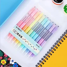 10 шт./компл. мульти цветной двойной головы хайлайтеры Рисование Искусство Маркер флуоресцентный ручки канцелярские школьная письменная доска