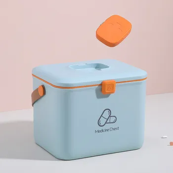 

Drug Box Household Medicine Storage Box Number Children's Emergency Medical Box Simple Pattern Plastic Pill Box Portable Medical