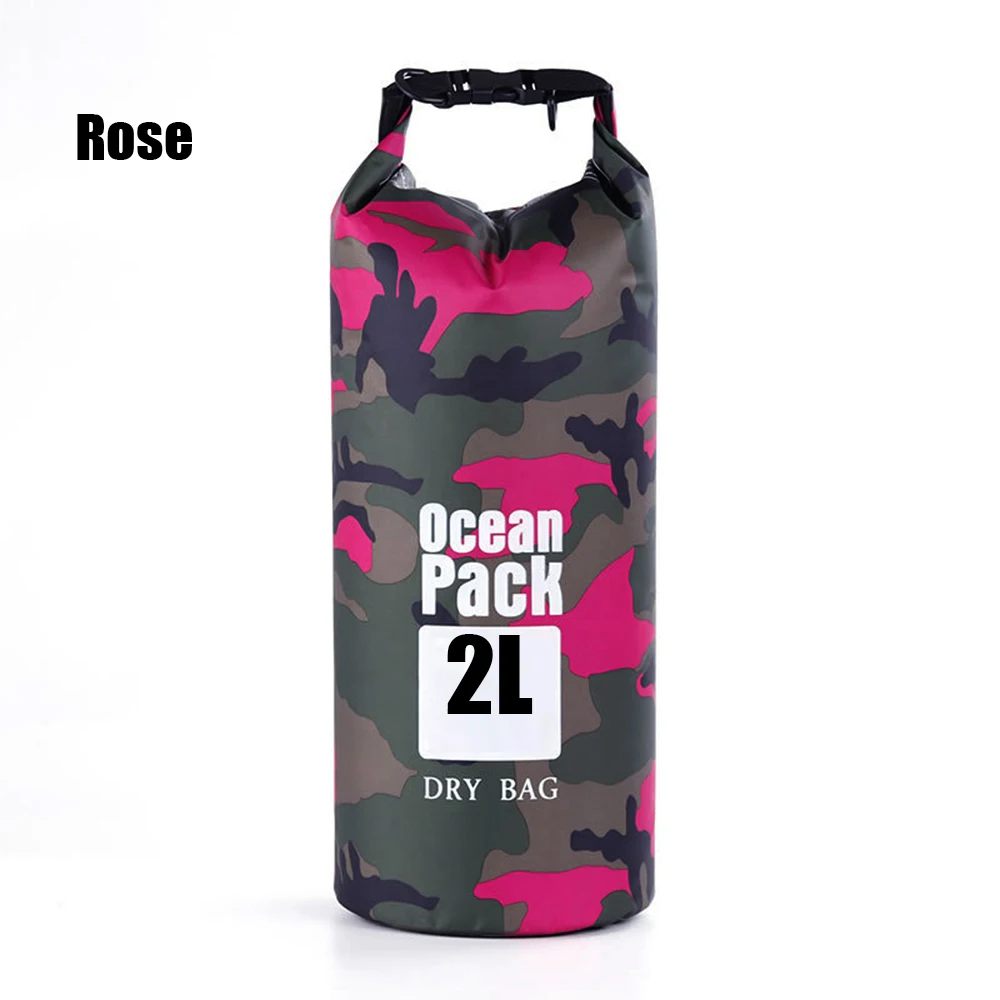 2L-Rose 1 шт. 2/5/10/20/30L ПВХ Камуфляж Водонепроницаемый сухой мешок камуфляж Открытый Дайвинг Складная пляжная сумка для плавания рафтинг река океан рюкзак - Цвет: 2L-Rose