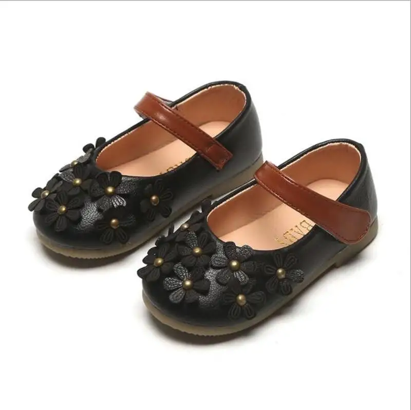 

New Flowers Children Toddler Baby Little Girls White Black Pink Casual Leather Shoes For Girls Dance Shoes 1 2 3 4 5 6 7 Years