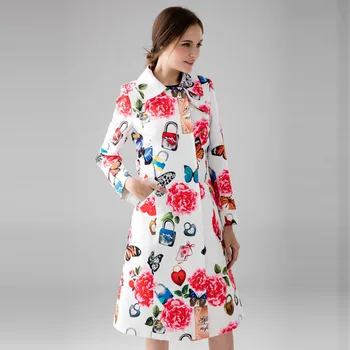 

2019 New Autumn Long Trench Coat Women Runway Fashion Classic Belt High Quality Print Pink Trench Coat Casual Business Outerwear