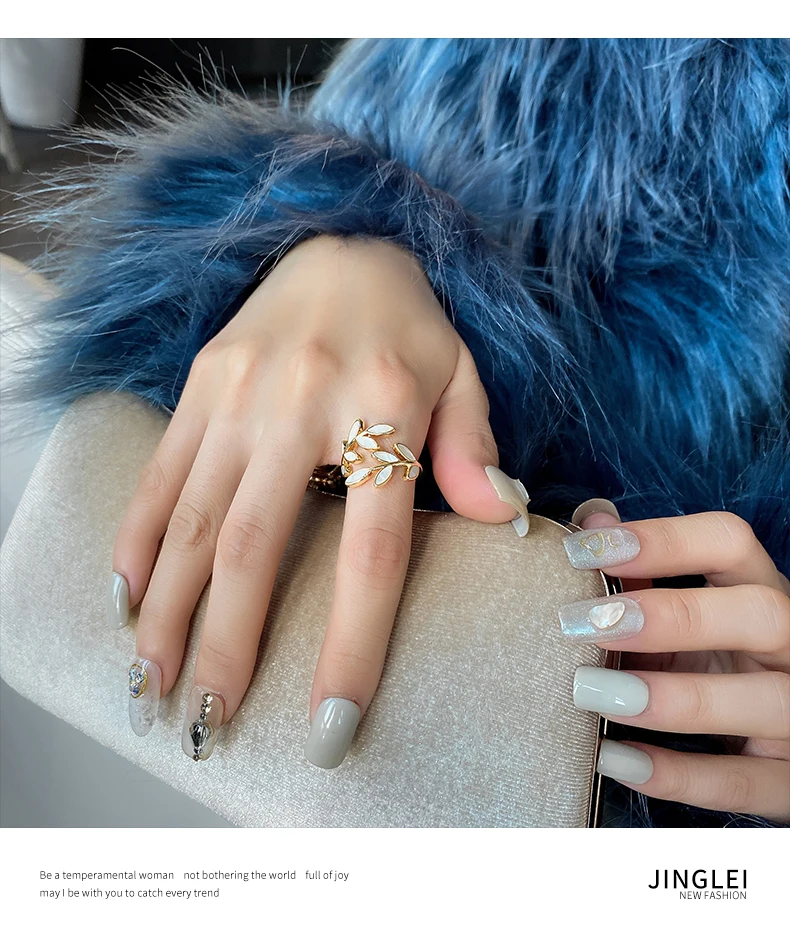 2020 New Creative Leaf Branch Shape Open Ring For Woman Fashion Korean Finger Jewelry Luxury Wedding Party Girl's Unusual Rings