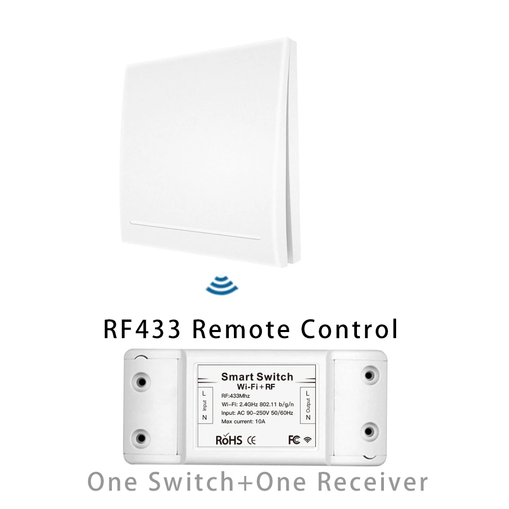 White Kit 1 RF Wifi беспроводной пульт дистанционного управления, умный переключатель, настенная панель, передатчик, приложение Smart Life/Tuya, работает с Alexa Google Home 433 МГц - Цвет: White Kit 1