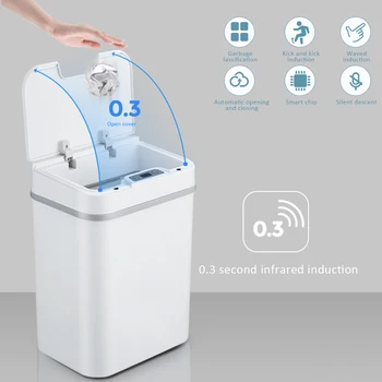 

Household Automatic Touchless Intelligent Induction Trash Can Motion Sensor Trash Can Wide Opening Eco-friendly Waste Bin