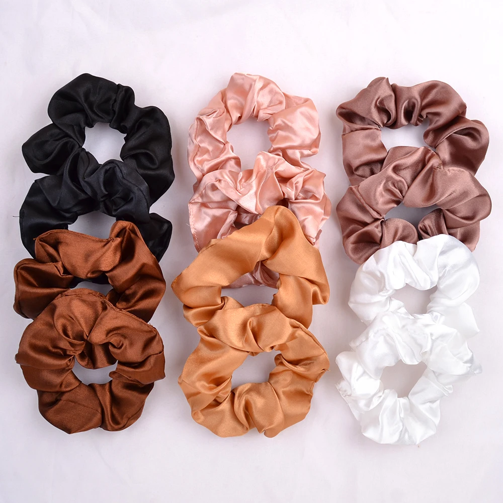 3.9 inch Women Silk Scrunchie Elastic Handmade Multicolor Hair Band Ponytail Holder Headband Hair Accessories