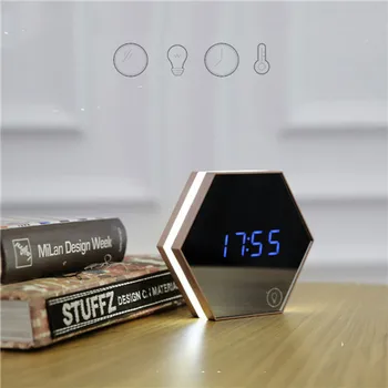 

Multi-function Touch Sensing Led Digital Alarm Clock Night Light Temperature Display Table Lamp Makeup Mirror Travel Clocks