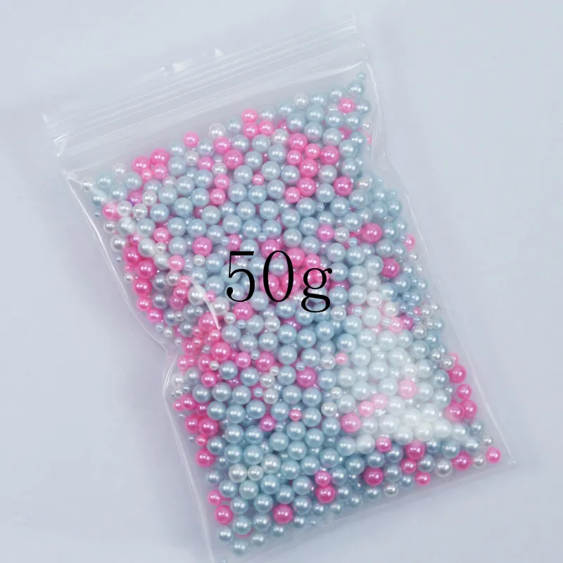 color7-50g 2-5 мм 50 г/10 г жемчуг смешанный размер цвет 12 дизайн круглый шар 3D жемчуг стразы для украшения ногтей аксессуары для ногтей камень - Цвет: color7-50g