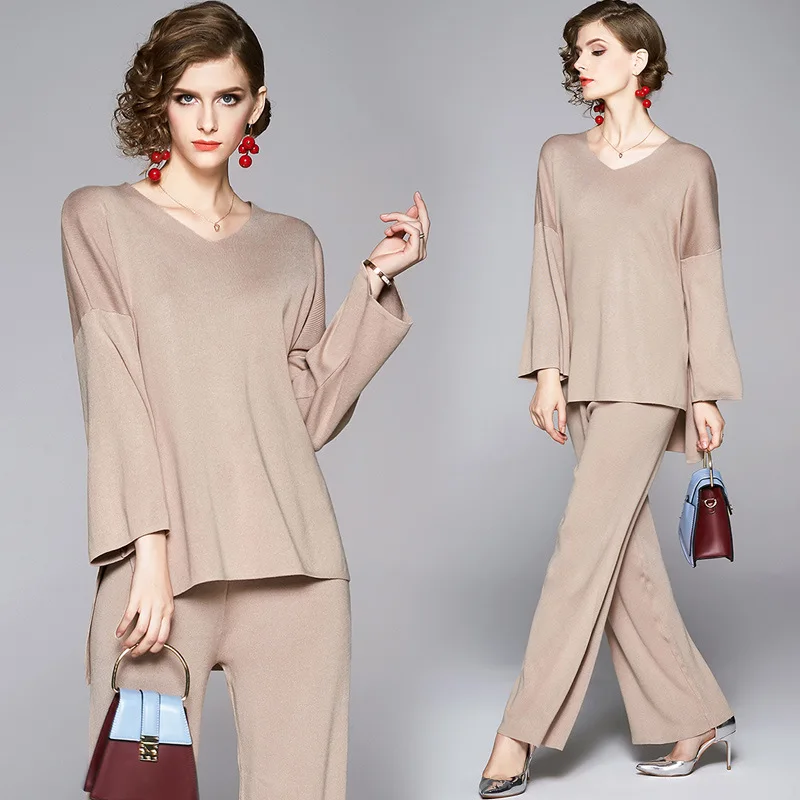 

Photo Shoot New Products WOMEN'S Dress Europe And America Fashion Loose And Plus-sized WOMEN'S Dress Sweater Set