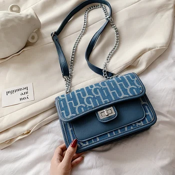 

Quality Bags Ladies Bags 2020 New Popular Messenger Bag Denim Shoulder Fashion Small Square Bag Simple Cross Body Bag Channels