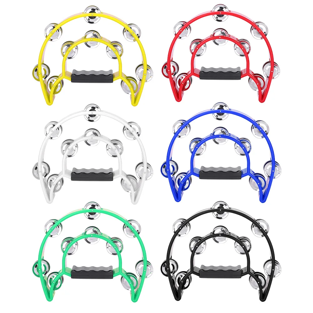 Round Percussion Double Row Handbell Tambourine Double Half Moon 