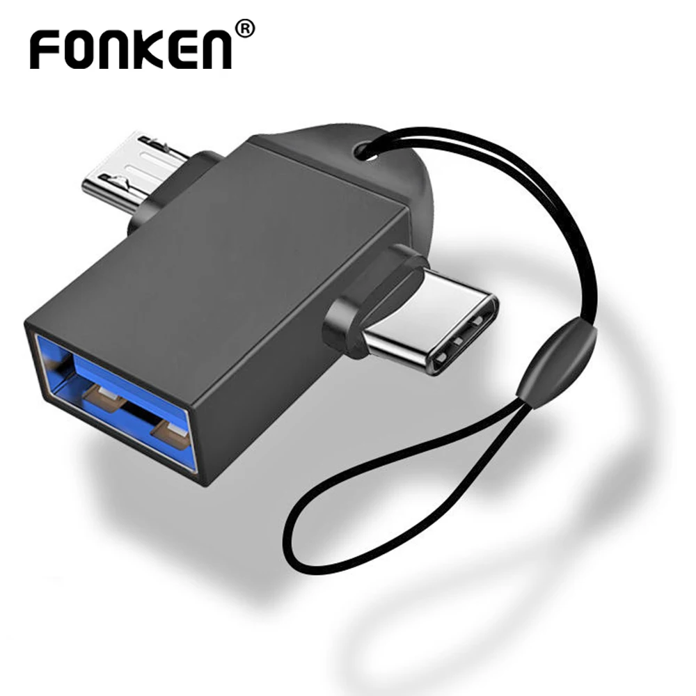 Переходник FONKEN OTG USB Type-C Micro 2 в 1 для Android мобильный телефон U-дисков планшетов
