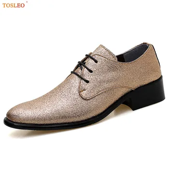 

Gold Leather Shoes Men Lace Up Oxford Shoes For Men Office