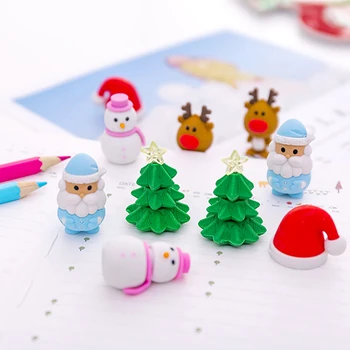 

6pcs/Set Christmas Eraser Set Creative Santa Claus Christmas Tree Pencil Eraser Kids Gift office school supplies