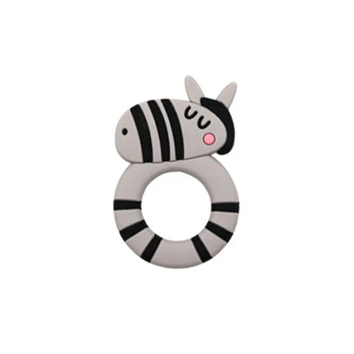 New 1Pcs BPA Free Silicone Teethers Food Grade Tiny Zebra Shaped DIY Teething Necklace Baby Shower Gifts Cartoon Animals Teether - Цвет: 5