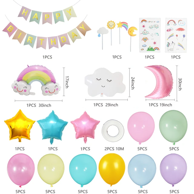 18inch Pastel Jumbo Balloon, Pastel Happy Birthday Banner, Pastel Paper  Fans Decorations, Pastel Birthday Decorations, Pastel Baby Shower 