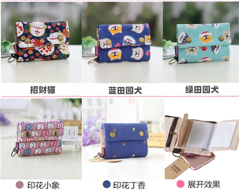 Handmade Three-Fold Fabric Wallet - Multi-Function Zipper Purse for Teens and Adults