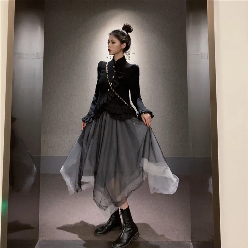 

Photo Shoot 2019 Autumn New Style Korean-style Set Tops Skirt Two-Piece Women's