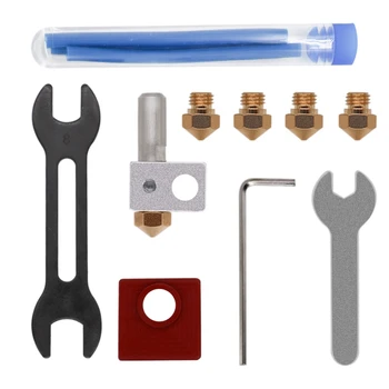

3D Printer Accessories MK10 All Metal Hotend Cooling Block Kit with 0.4Mm Brass Nozzle 0.6Mm Brass Nozzle PTFE Liner