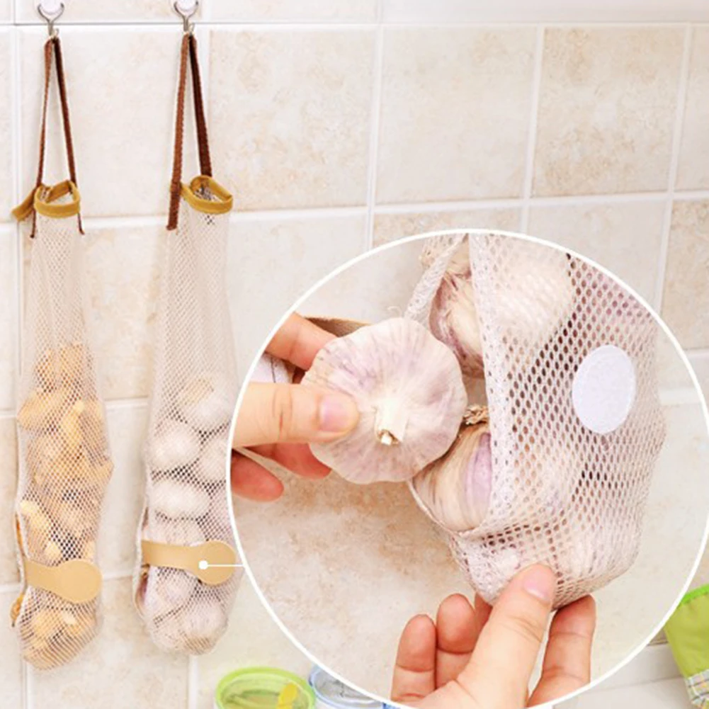 4Pcs Handheld Bags Fruit Vegetable Hanging Mesh Onion Storage Pouches Holder